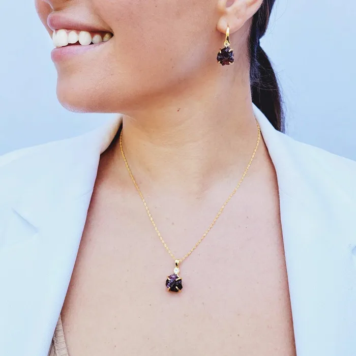 Uniquelan Jewelry Necklaces Raw Garnet Necklace Set