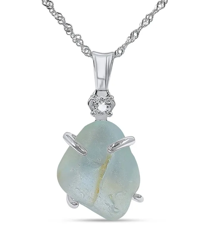 Uniquelan Jewelry Necklaces Raw Sky Blue Topaz Necklace Uniquelan Jewelry Necklaces Raw Sky Blue Topaz Necklace
