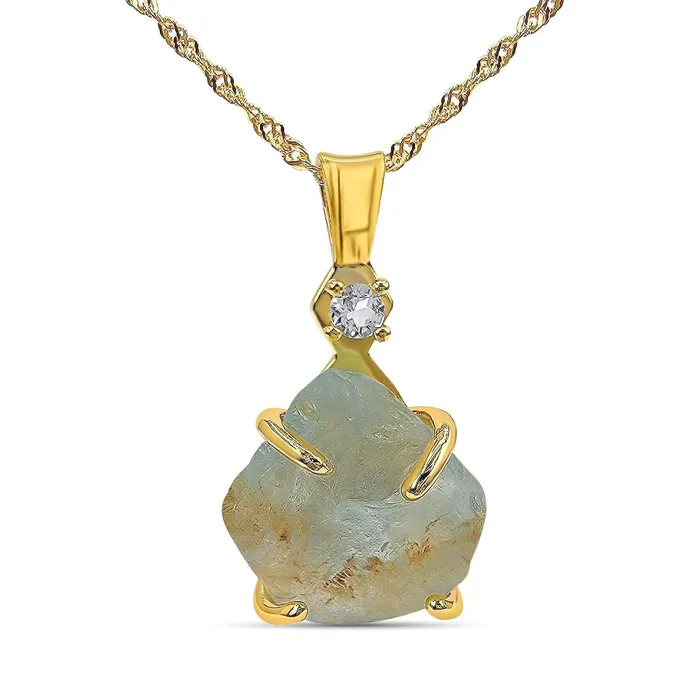 Uniquelan Jewelry Necklaces Raw Sky Blue Topaz Necklace Uniquelan Jewelry Necklaces Raw Sky Blue Topaz Necklace