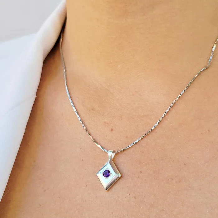 Uniquelan Jewelry Real Amethyst Pendant Necklace Necklaces