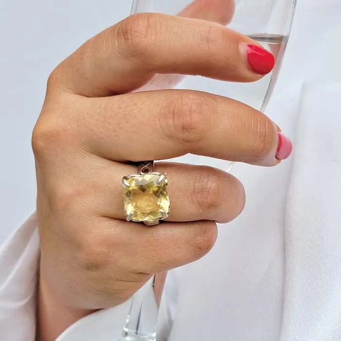 Uniquelan Jewelry Rings Infinity Real Citrine Ring