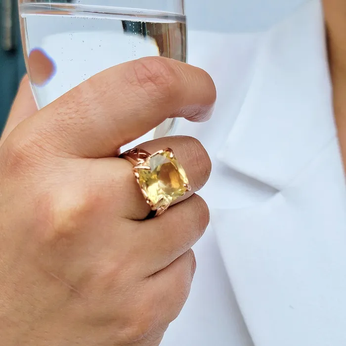 Uniquelan Jewelry Rings Infinity Real Citrine Ring
