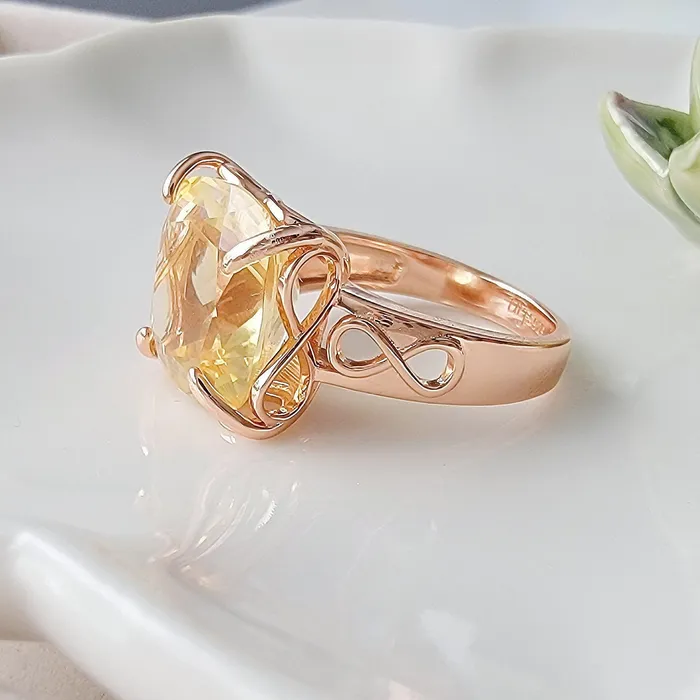 Uniquelan Jewelry Rings Infinity Real Citrine Ring