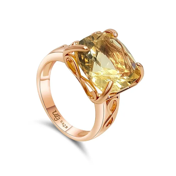Uniquelan Jewelry Rings Infinity Real Citrine Ring