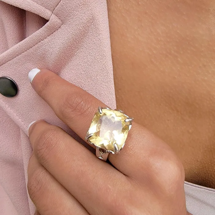 Uniquelan Jewelry Rings Infinity Real Citrine Ring