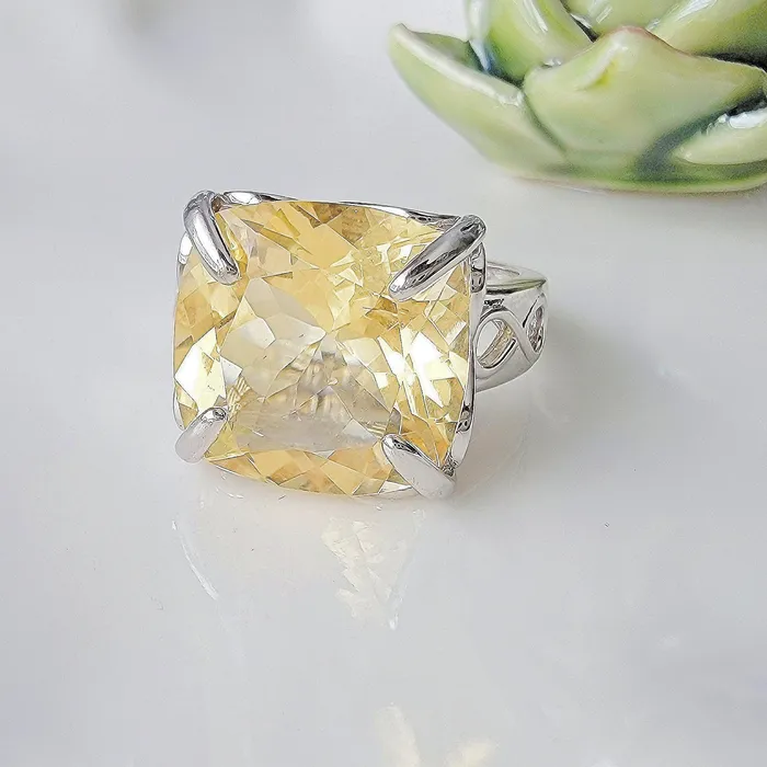 Uniquelan Jewelry Rings Infinity Real Citrine Ring