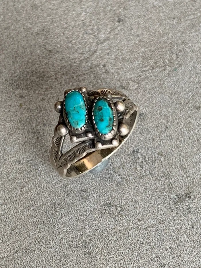 Vintage Sterling Turquoise Ring Crown Jewels Coin Rings