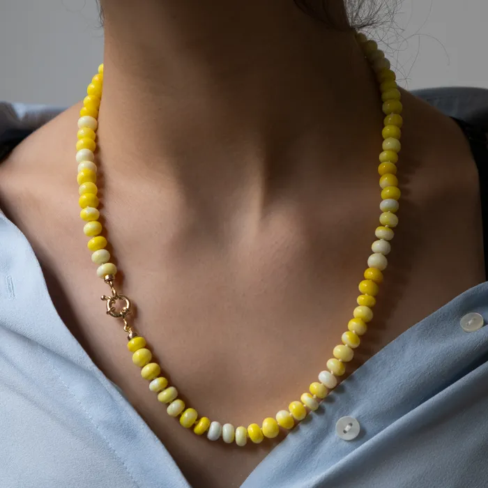 Vivien Frank Designs Necklaces Knotted yellow opal necklace