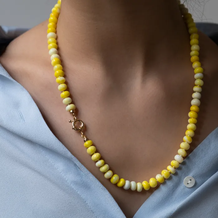 Vivien Frank Designs Necklaces Knotted yellow opal necklace