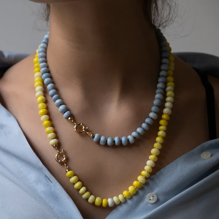 Vivien Frank Designs Necklaces Knotted yellow opal necklace