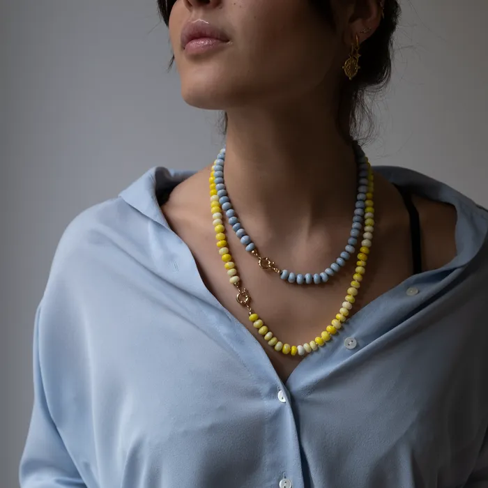 Vivien Frank Designs Necklaces Knotted yellow opal necklace