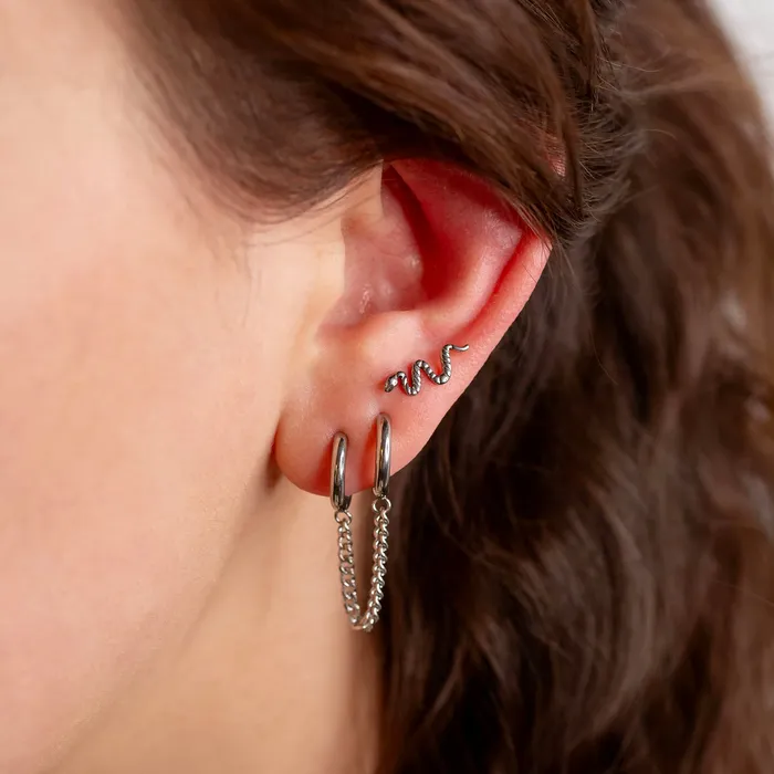 Waterproof Draped Locking Huggie Earring Grayling Earrings