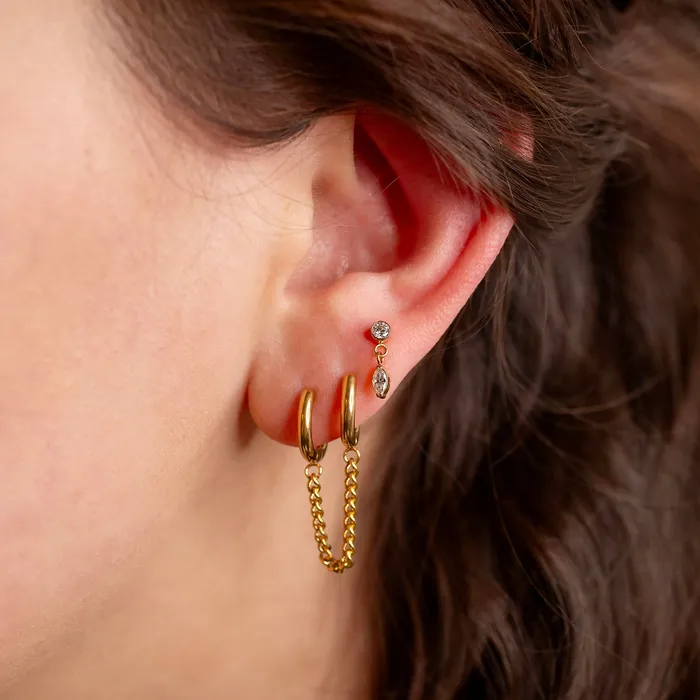 Waterproof Draped Locking Huggie Earring Grayling Earrings
