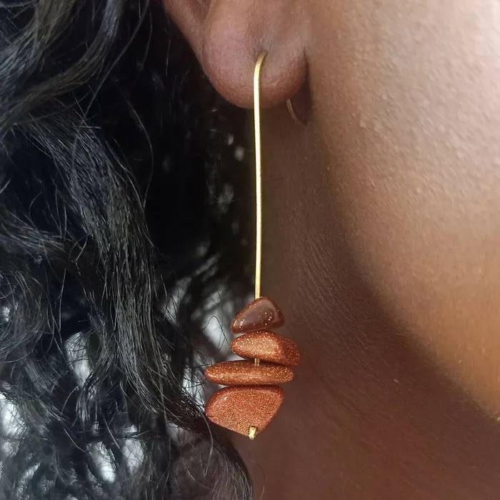 Xara Gems Earrings Juba gold stone earrings